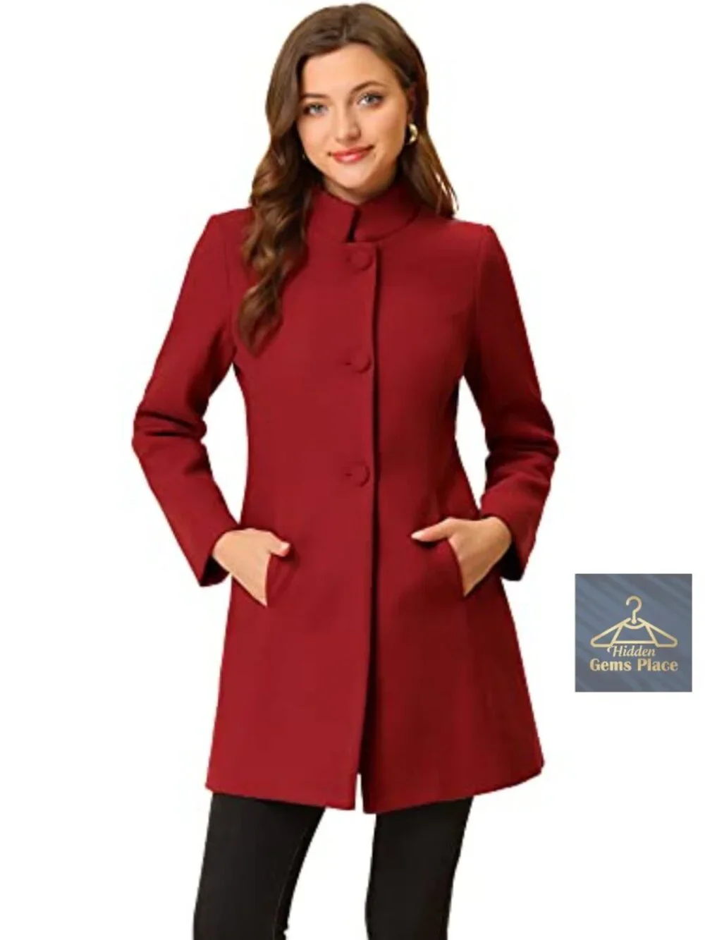 Women's Winter Mid-Long Peacoat Wool Blend Single Breasted Coat